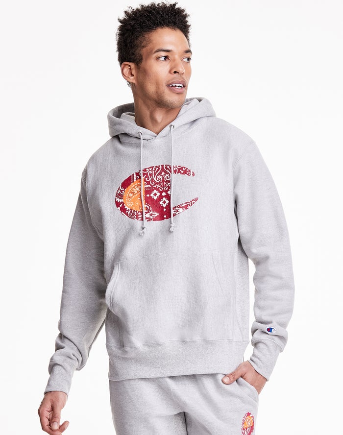 Champion Reverse Weave Bandana C Logo Hoodie Heren - Grijs - Belgie 9215KCLRI